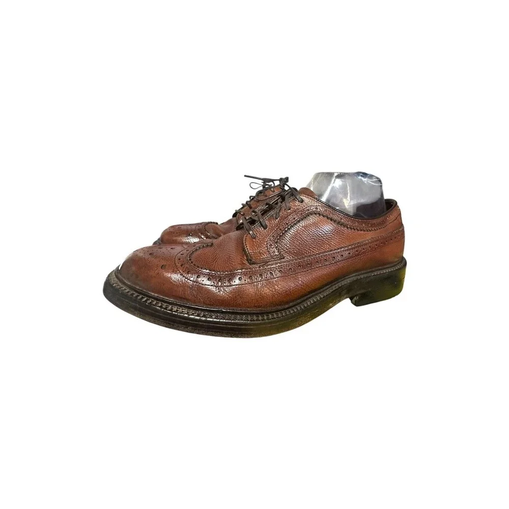 Hanover LB Sheppard Longwing Oxford 7 D/B Brown VTG Mens Wingtip Brogue Pebbled